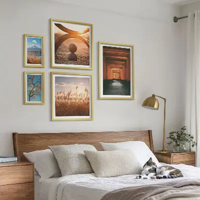 Set di quadri incorniciati con paesaggi naturali in stile zen