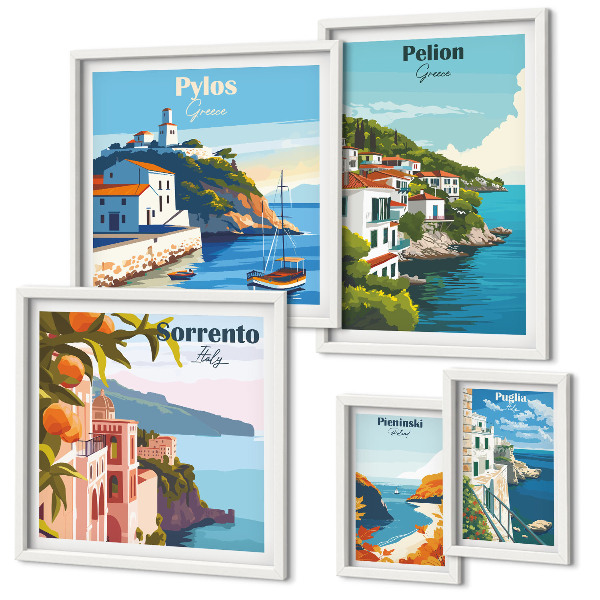 Set di 5 quadri Paesaggi delle isole greche