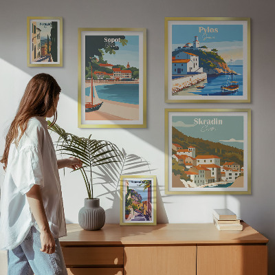 Set di quadri incorniciati Paesaggi delle città costiere
