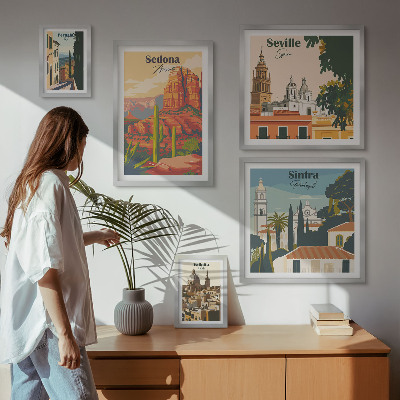 Polittico con cornice Paesaggi turistici del mondo