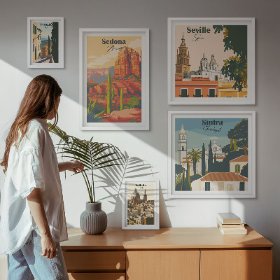 Polittico con cornice Paesaggi turistici del mondo