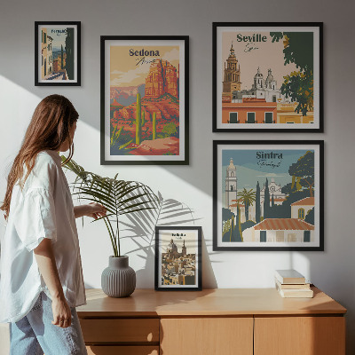 Polittico con cornice Paesaggi turistici del mondo