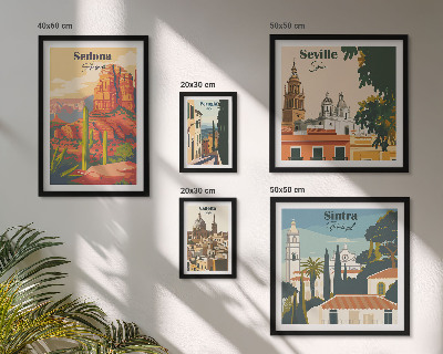 Polittico con cornice Paesaggi turistici del mondo