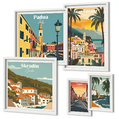 Paesaggi delle città europee set da 5 quadri