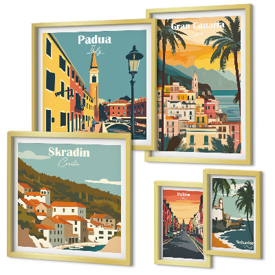 Set di 5 quadri Paesaggi delle città europee