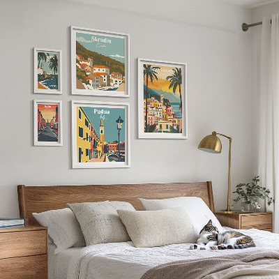 Set di 5 quadri Paesaggi delle città europee