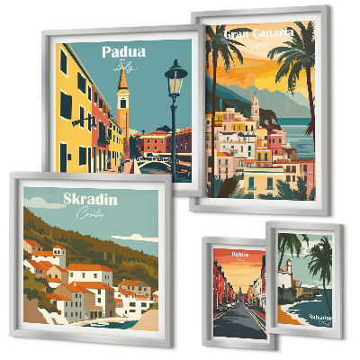 Set di 5 quadri Paesaggi delle città europee