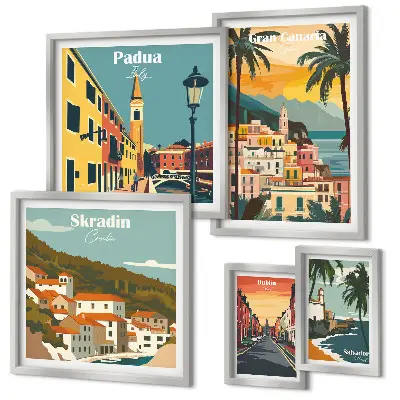 Paesaggi delle città europee set da 5 quadri