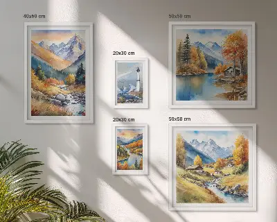 Faro dei fiumi di montagna polittico con cornice