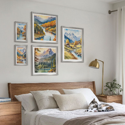 Set di quadri incorniciati Paesaggi montani della valle del fiume