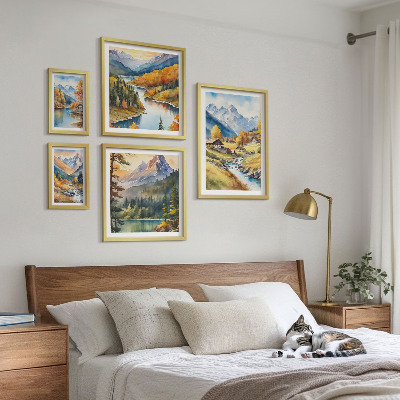 Set di quadri incorniciati Paesaggi montani della valle del fiume