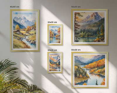 Set di quadri incorniciati Paesaggi montani della valle del fiume
