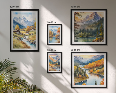 Set di quadri incorniciati Paesaggi montani della valle del fiume