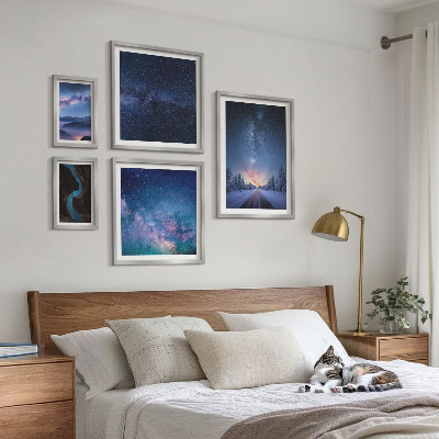 Set di 5 quadri Paesaggi notturni cosmici