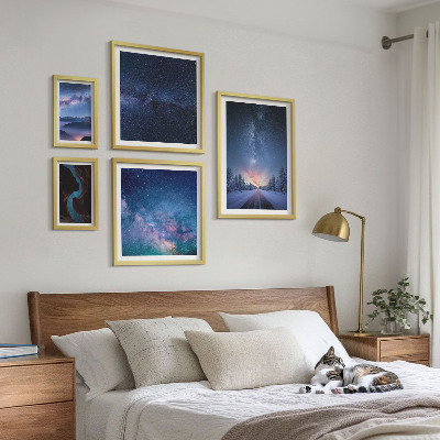 Set di 5 quadri Paesaggi notturni cosmici