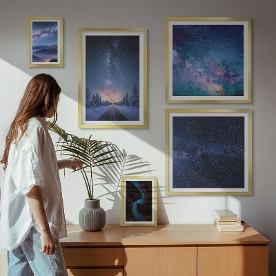 Set di 5 quadri Paesaggi notturni cosmici