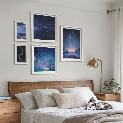 Set di 5 quadri Paesaggi notturni cosmici