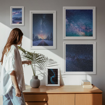 Set di 5 quadri Paesaggi notturni cosmici