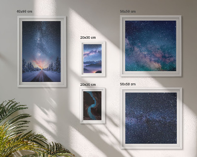 Set di 5 quadri Paesaggi notturni cosmici