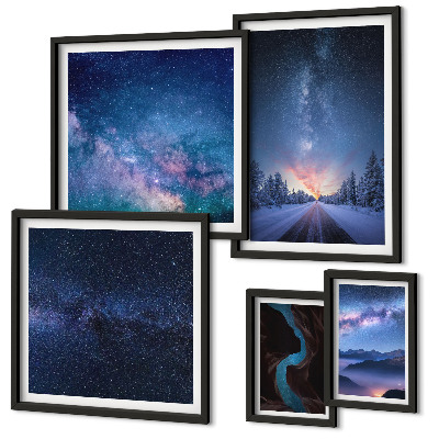Set di 5 quadri Paesaggi notturni cosmici