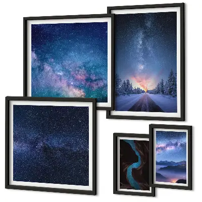 Paesaggi notturni cosmici set di 5 quadri