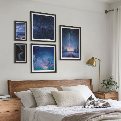Set di 5 quadri Paesaggi notturni cosmici
