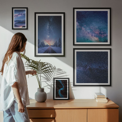 Set di 5 quadri Paesaggi notturni cosmici