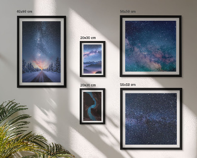 Set di 5 quadri Paesaggi notturni cosmici