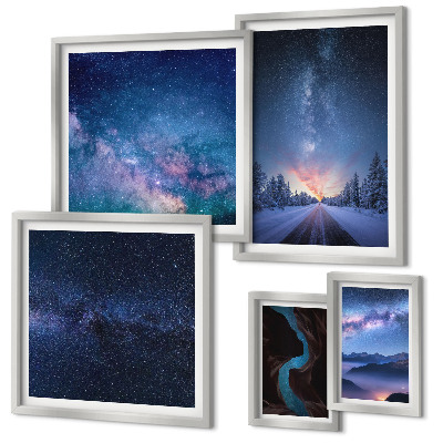 Set di 5 quadri Paesaggi notturni cosmici