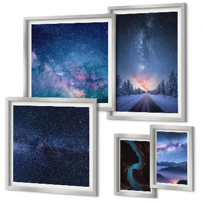 Paesaggi notturni cosmici set di 5 quadri