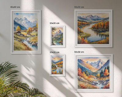 Set di quadri incorniciati Paesaggi di montagne, fiumi e foreste