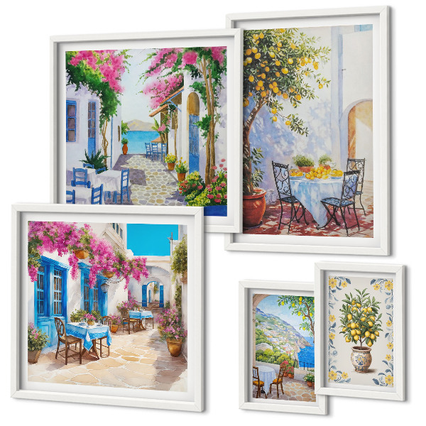 Polittico con cornice Paesaggi incantevoli con fiori