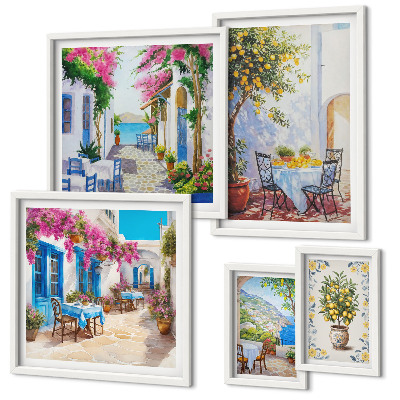 Polittico con cornice Paesaggi incantevoli con fiori