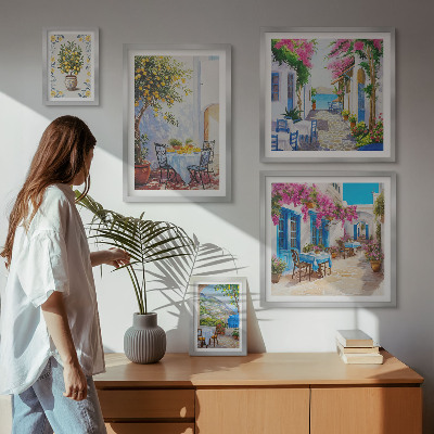 Polittico con cornice Paesaggi incantevoli con fiori