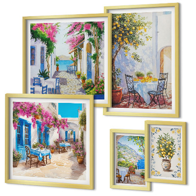 Polittico con cornice Paesaggi incantevoli con fiori