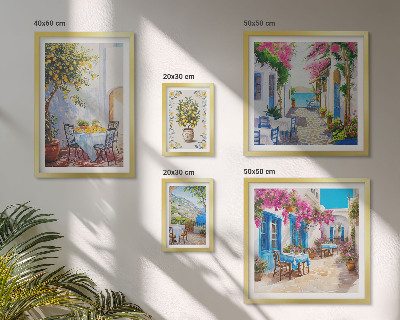 Polittico con cornice Paesaggi incantevoli con fiori