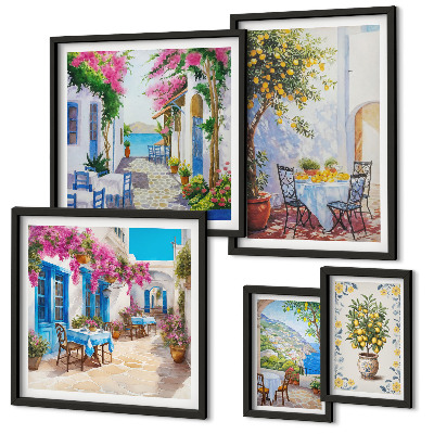 Polittico con cornice Paesaggi incantevoli con fiori