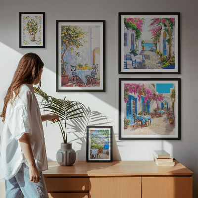 Polittico con cornice Paesaggi incantevoli con fiori