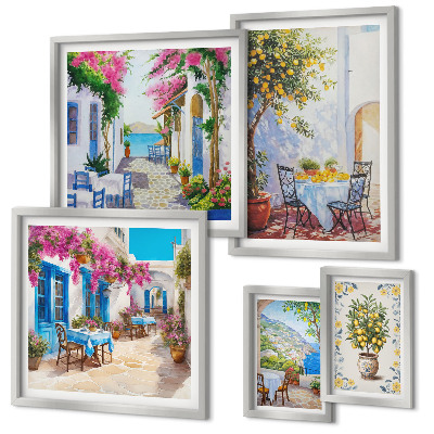 Polittico con cornice Paesaggi incantevoli con fiori