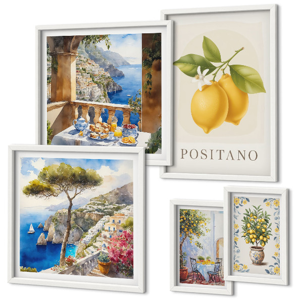 Set di 5 quadri Accenti agrumati, stile mediterraneo