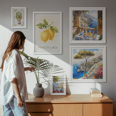 Set di 5 quadri Accenti agrumati, stile mediterraneo