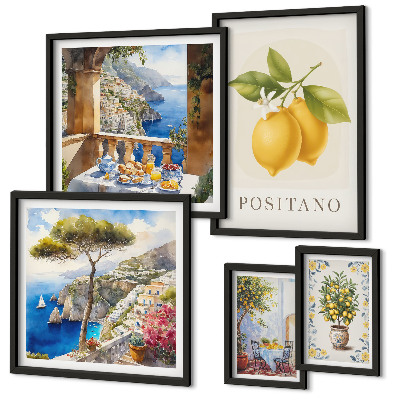 Set di 5 quadri Accenti agrumati, stile mediterraneo