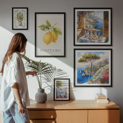 Set di 5 quadri Accenti agrumati, stile mediterraneo