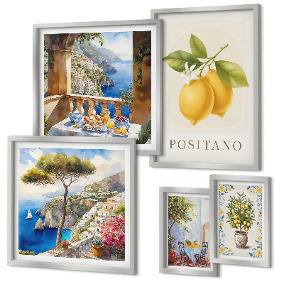 Set di 5 quadri Accenti agrumati, stile mediterraneo