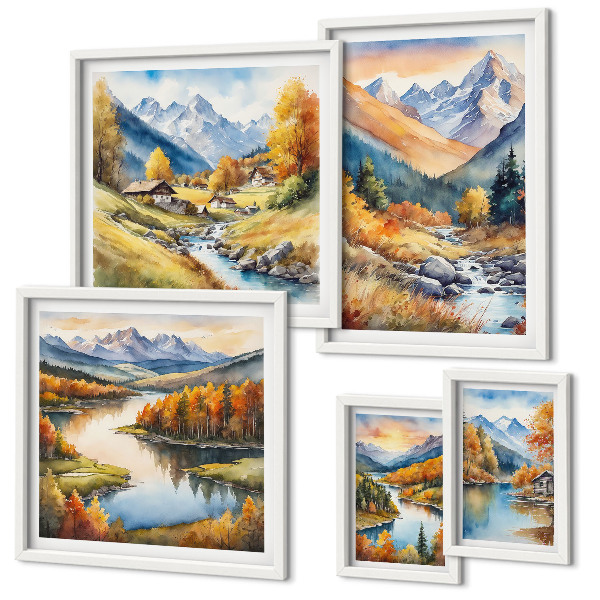 Set di quadri incorniciati Paesaggi montani autunnali
