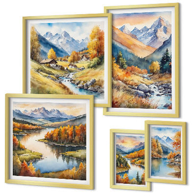 Set di quadri incorniciati Paesaggi montani autunnali
