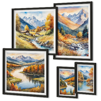 Set di quadri incorniciati Paesaggi montani autunnali