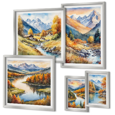 Set di quadri incorniciati Paesaggi montani autunnali
