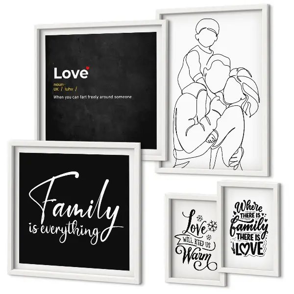 Polittico con cornice quadro con stampa valori familiari di amore e vicinanza