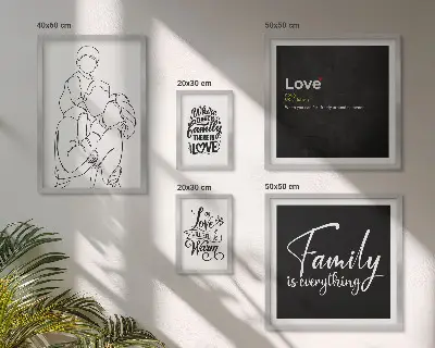 Polittico con cornice quadro con stampa valori familiari di amore e vicinanza